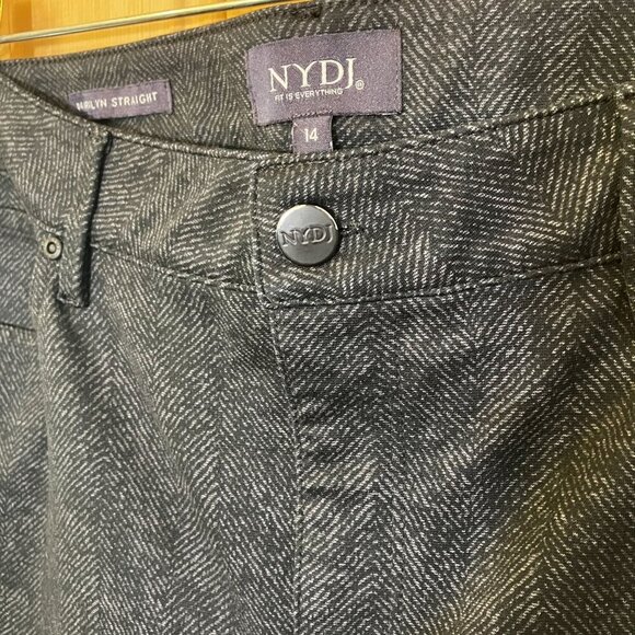 NYDJ Womens Marilyn Straight Herringbone Heights Pants Size 14 Black AN EXC - Picture 4 of 11